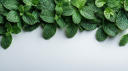 Fresh mint leaves border