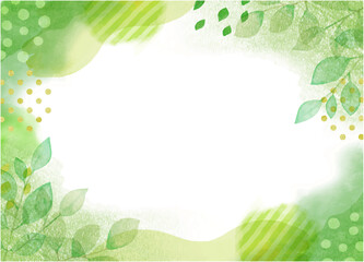 水彩手書きの新緑のフレーム背景