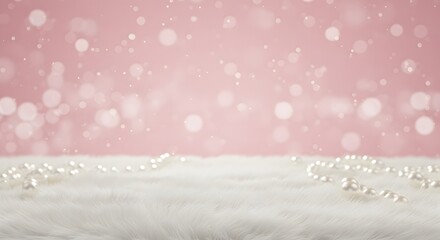 empty fur rug on pink background layout for product display