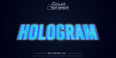 Hologram text, editable text effect.