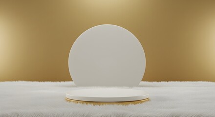 podium stand on gold background to layout for product display