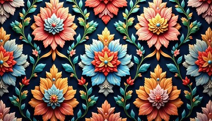 Intricate floral damask textile, elegant repeating design , pattern, texture