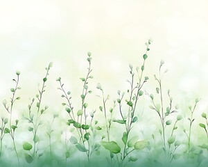 Fototapeta premium Spring Meadow for Soft Light, Green Plants.