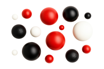 Spheres in Red, White and Black, Decorative Arrangement, cut out transparent