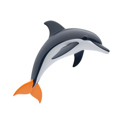 Fototapeta premium Dolphin swimming playfully in ocean waters marine life photography