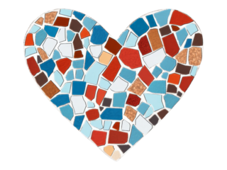 Colorful Mosaic Heart Design Tile Art Decoration