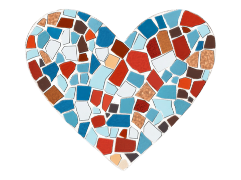 Colorful Mosaic Heart Design Tile Art Decoration