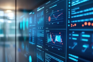 Data visualization dashboard in a corporate setting with space for text