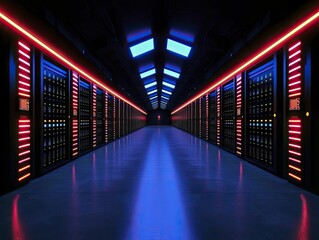 Fototapeta premium Implement robust data security measures that protect digital assets, conveying professionalism through a vibrant blue theme.