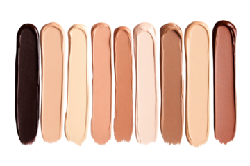 Variety of skin foundation tones, cut out transparent