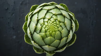 Obraz premium Green artichoke Cynara cardunculus, topview and isolated