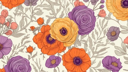 TexturesBackgrounds Seamless Floral View Cream Cosmos