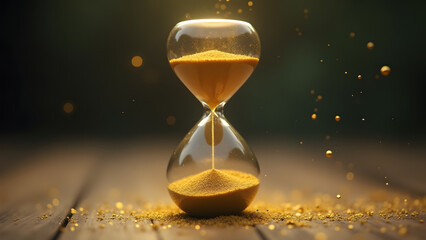 Gold flecks ascend against sand flow in hourglass. Waist becomes battleground. Lower chamber collects golden anomalies.