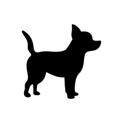 Cute standing dog chihuahua silhouette vector flat illustration design.
