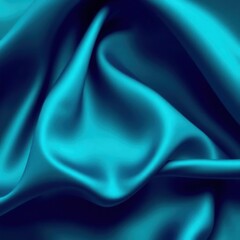 Obraz premium Blue green silk satin background. Soft wavy folds on smooth, shiny fabric. Dark teal luxury background with copy space for design. Web banner.