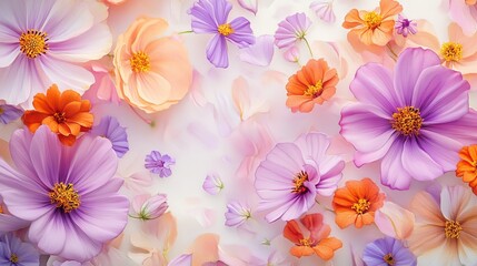 Fototapeta premium NatureFlorals Dreamy Floral Moment Cosmos Pastel Watercolor