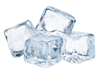 Clear Ice Cubes on White Background for Refreshing Drinks