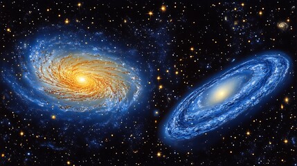 Fototapeta premium Two spiral galaxies in space.
