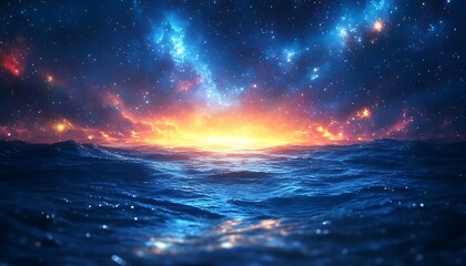 Obraz premium Cosmic Seascape Sunrise