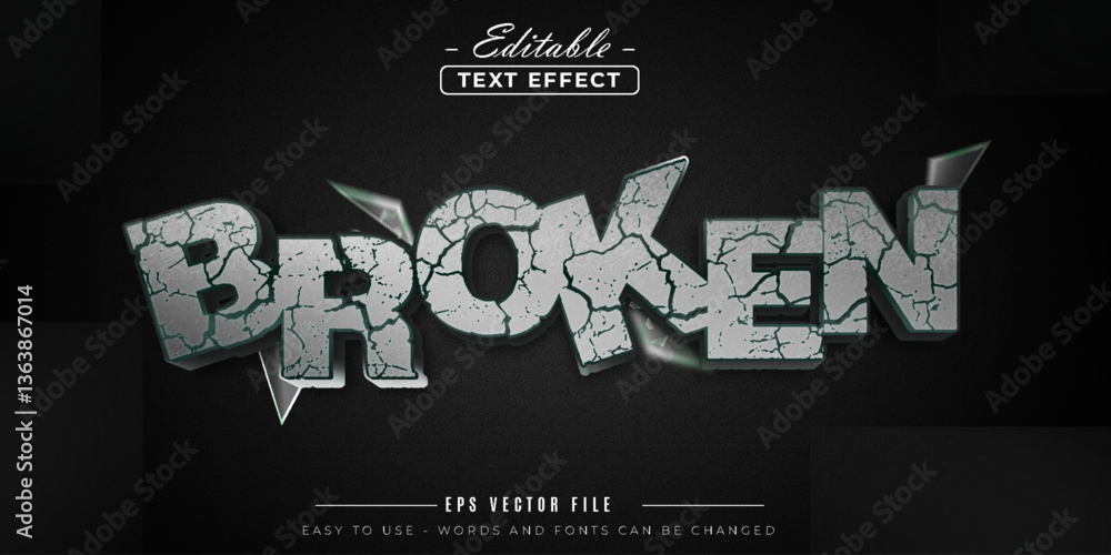 Poster Text broken vector editable text effect.