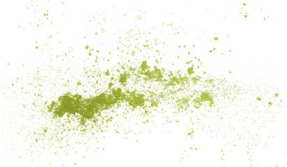 Naklejka premium Matcha green powder flying, isolated on white background, clipping path