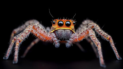 Close Up Of Jumping Spider With Orange And Brown Fur