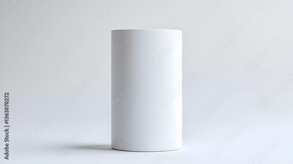Poster isolated white cylinder object on a plain white background with subtle shadow and clean lines