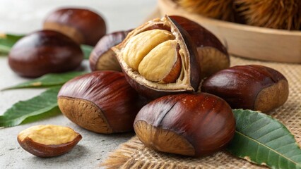 Chestnuts, highlighting the food and seasonal theme.
