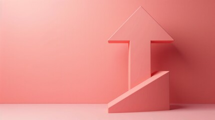 Upward Arrow and Ramp in Soft Pink Minimalist Design for Growth Progress and Success Concept