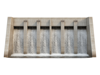 Modern Concrete Waterfall Structure with Cascading Flow