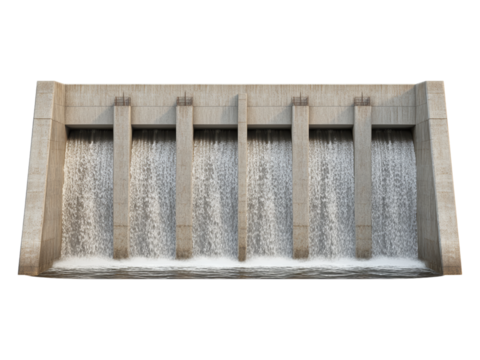 Modern Concrete Waterfall Structure with Cascading Flow