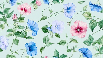 Obraz premium TexturesBackgrounds Scattered Floral View Blue Peonies