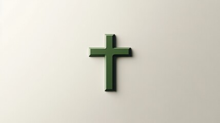 Obraz premium Green cross on white background, faith symbol