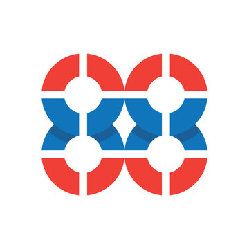 The image shows a flat monogram logo design of a connected number 88 in blue and orange color. The design looks clean and sharp on a white background
