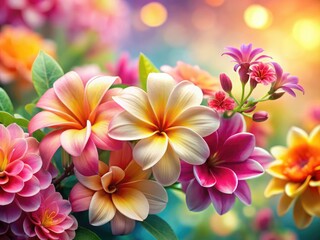Fototapeta premium Pastel Dream: Panoramic Exotic Flowers - AI Generated Floral Photography