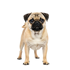 Obraz premium A cute pug dog standing on a transparent background.