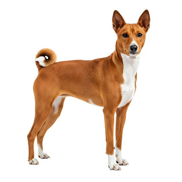 A Basenji dog standing on a transparent background.