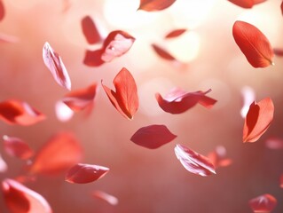 Naklejka premium Flower petals falling in slow motion with negative space