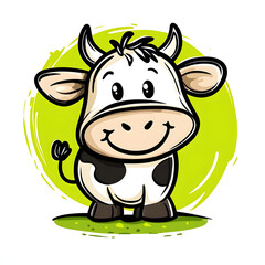 Obraz premium Cheerful stylized cow vector illustration, isolated on white, sticker style
