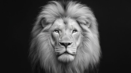 Monochrome Lion Portrait Textured Pointillist Style