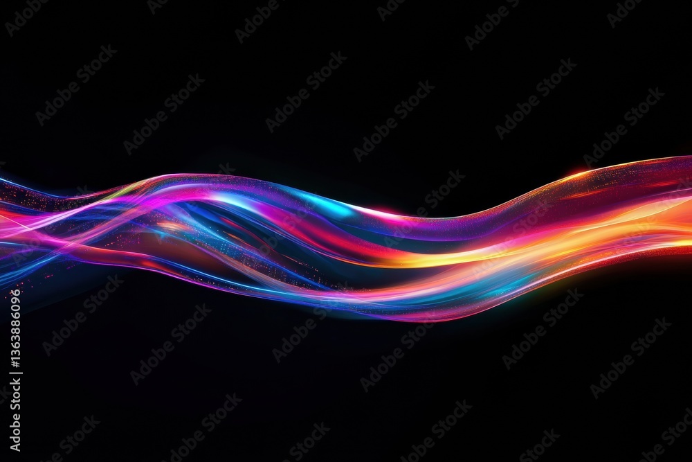Aufkleber futuristic digital data streams with vibrant cyber light reflections and holographic effects in a me