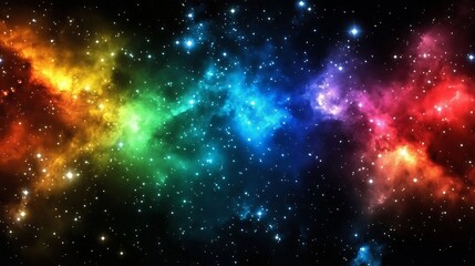 Fototapeta premium Vibrant rainbow nebula in space.