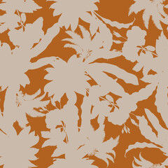 Tropical pattern, floral, leaves. Digital print in Repeat (rapport), Resolution 300 DPI, ideal for fashion, decoration and stationery.