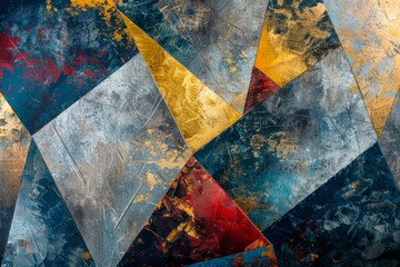 Metallic and geometric shapes oil painting texture background panorama banner