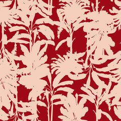 Tropical pattern, floral, leaves. Digital print in Repeat (rapport), Resolution 300 DPI, ideal for fashion, decoration and stationery.