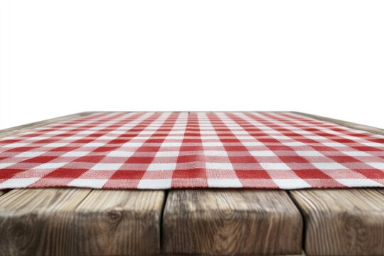 Rustic wooden table with red and white checkered tablecloth (1)