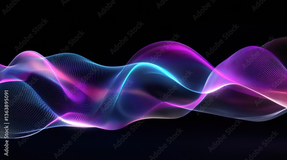 Aufkleber futuristic digital data streams with cyber light reflections and holographic effects in a vibrant ne