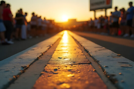 Sunset run event city streets sports photography urban environment low angle view community spirit