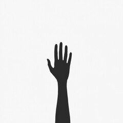 Obraz premium A silhouetted hand reaches upward against a minimalistic background, symbolizing hope, aspiration, or a desire for connection.