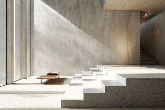 Modern minimal clean contemporary living room interior with beige sofa